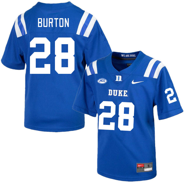 Duke Blue Devils #28 Clayton Burton College Football Jerseys Stitched Sale-Royal